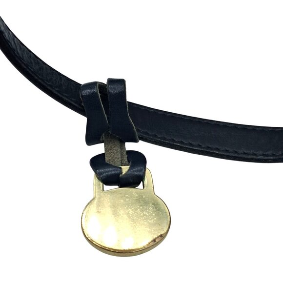 Vintage Dooney & Bourke Bag AWL Navy Blue Pebbled Leather Bucket Tote Shoulder B - Picture 2 of 15